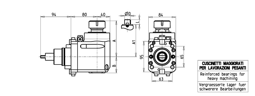 AXIAL DRIVEN TOOL H=80mm REINFORCED